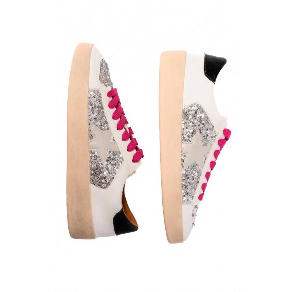 NEW CORKYS FOOTWEAR women's another round sneakers in silver sequin - Picture 2 of 2